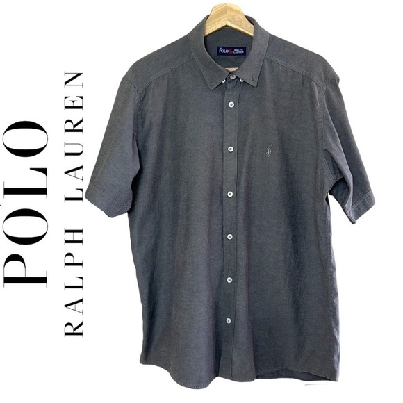 Polo Ralph Lauren Gray 100% Cotton Short Sleeve Shirt Size XL - Picture 1 of 12